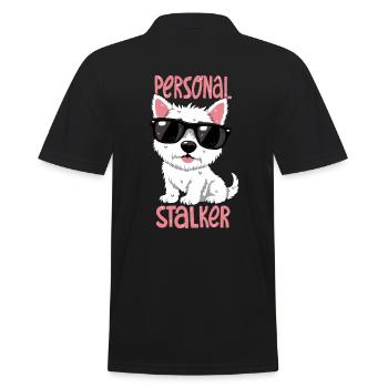 Personal Stalker – Westie mit Style - Männer Poloshirt - Schwarz - Hinten - Kai (181cm)
