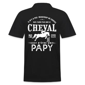 papy aime le cheval grand père cavalier équitation - Polo Homme - noir - Dos - Kai (181cm)
