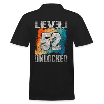 Birthday Gift Level Unlocked 52 years - Men's Polo Shirt - black - Back - Kai (181cm)