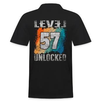 Birthday Gift Level Unlocked 57 years - Men's Polo Shirt - black - Back - Kai (181cm)