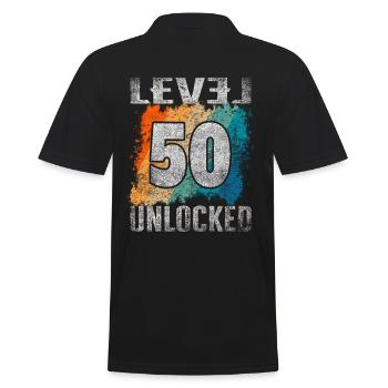 Geburtstag Geschenk Level Unlocked 50 Jahre - Männer Poloshirt - Schwarz - Hinten - Kai (181cm)