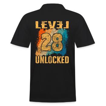 Geburtstag Geschenk Level Unlocked 28 Jahre - Männer Poloshirt - Schwarz - Hinten - Kai (181cm)
