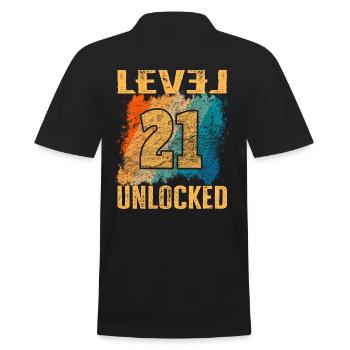 Birthday Gift Level Unlocked 21 years - Men's Polo Shirt - black - Back - Kai (181cm)