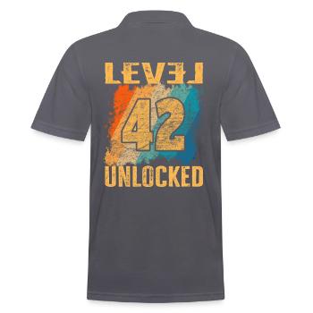 Birthday Gift Level Unlocked 42 years - Men's Polo Shirt - charcoal grey - Back - Nico (186cm)