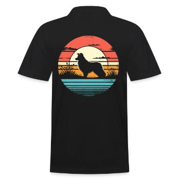 Border Collie Vintage Sunset - Männer Poloshirt - Schwarz - Hinten - Kai (181cm)