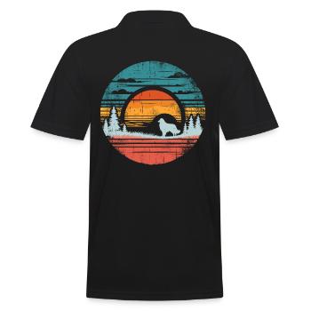 Australian Shepherd Vintage Sunset - Männer Poloshirt - Schwarz - Hinten - Kai (181cm)