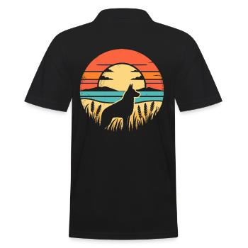 Malinois Vintage Coucher de soleil - Polo Homme - noir - Dos - Kai (181cm)