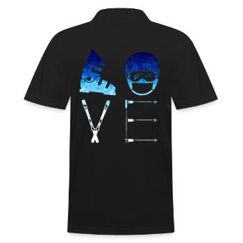 LOVE - SKI - blue Snow Edition *** - Männer Poloshirt - Schwarz - Hinten - Kai (181cm)