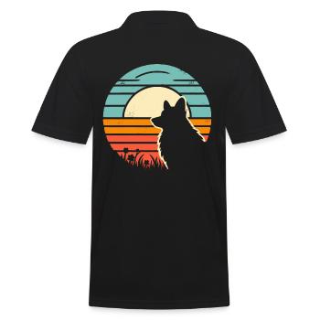 Corgi Vintage Sunset - Männer Poloshirt - Schwarz - Hinten - Kai (181cm)