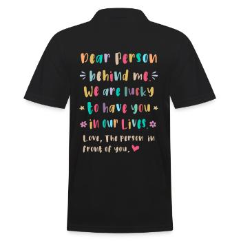 Liebe Person hinter mir, Glückich dich zu haben - Männer Poloshirt - Schwarz - Hinten - Kai (181cm)