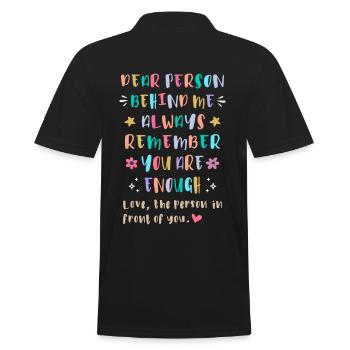 Always Remember You Are Enough - Männer Poloshirt - Schwarz - Hinten - Kai (181cm)