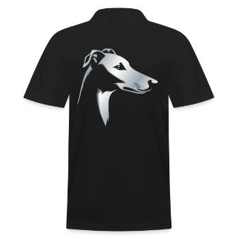 Greyhound Greyhound, Dog Head, Silver Drawing - Men's Polo Shirt - black - Back - Kai (181cm)