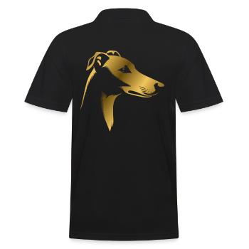 Greyhound greyhound, dog head, drawing gold - Men's Polo Shirt - black - Back - Kai (181cm)