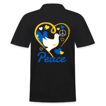 Ukrainische Friedenstaube mit Peacezeichen - Männer Poloshirt - Schwarz - Hinten - Kai (181cm)