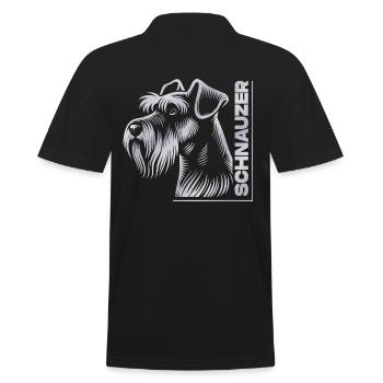 Schnauzer Portrait dessin tête argent - Polo Homme - noir - Dos - Kai (181cm)