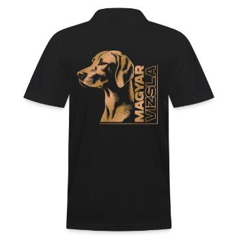 Magyar Vizsla Zeichnung Kopf gold - Männer Poloshirt - Schwarz - Hinten - Kai (181cm)
