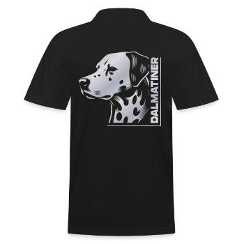 Dalmatien Portrait Dessin Tête Argent - Polo Homme - noir - Dos - Kai (181cm)