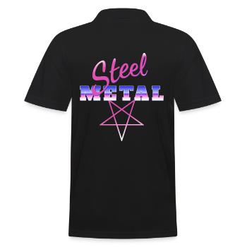Logo de musique rétro métal des années 80 - Polo Homme - noir - Dos - Kai (181cm)