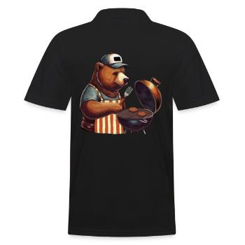 Grillfather - Grill Bear, pour tous les maîtres du gril - Polo Homme - noir - Dos - Kai (181cm)