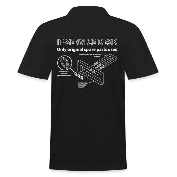 IT Service Desk - Männer Poloshirt - Schwarz - Hinten - Kai (181cm)