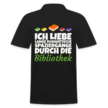 Romantische Spaziergänge durch die Bibliothek - Männer Poloshirt - Schwarz - Hinten - Kai (181cm)