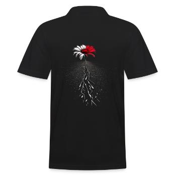 Une fleur rouge blanche perce la route goudronnée - Polo Homme - noir - Dos - Kai (181cm)