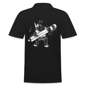 Royal Rhino – Creative King with Pen - Men's Polo Shirt - black - Back - Kai (181cm)