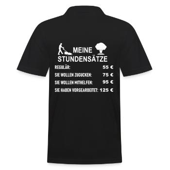 Stundensätze Garten und Landschaftsbauer - Männer Poloshirt - Schwarz - Hinten - Kai (181cm)