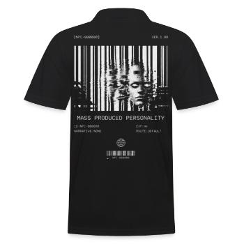 Mass Produced Personality: NPC Energy T-Shirt - Männer Poloshirt - Schwarz - Hinten - Kai (181cm)
