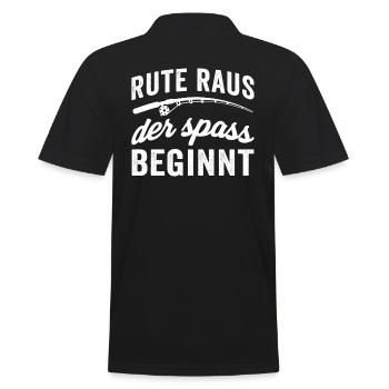 Rute raus der spass beginnt - Männer Poloshirt - Schwarz - Hinten - Kai (181cm)