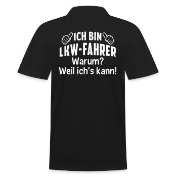 ich bin lkw-fahrer warum ? weil ich's kann ! - Männer Poloshirt - Schwarz - Hinten - Kai (181cm)