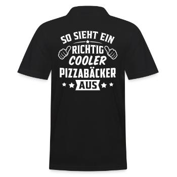 So sieht ein richtig cooler pizzabäcker aus - Männer Poloshirt - Schwarz - Hinten - Kai (181cm)