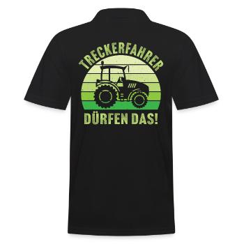 Treckerfahrer dürfen das ! traktor Landwirt - Männer Poloshirt - Schwarz - Hinten - Kai (181cm)