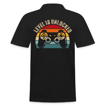 18th birthday - 18 years Gamer Level 18 unlocked - Men's Polo Shirt - black - Back - Kai (181cm)