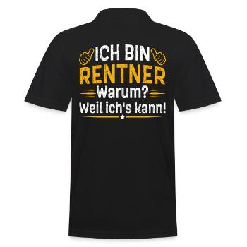 Ich bin Rentner warum weil ich's kann - Männer Poloshirt - Schwarz - Hinten - Kai (181cm)