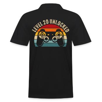 20th birthday - 20 years Gamer Level 20 unlocked - Men's Polo Shirt - black - Back - Kai (181cm)