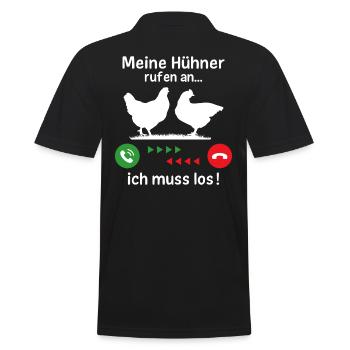 Meine Hühner rufen an ich muss los - Männer Poloshirt - Schwarz - Hinten - Kai (181cm)