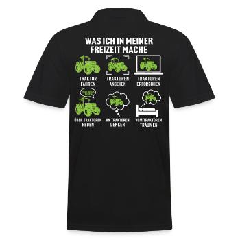 Was ich in meiner freizeit mache traktor trecker - Männer Poloshirt - Schwarz - Hinten - Kai (181cm)