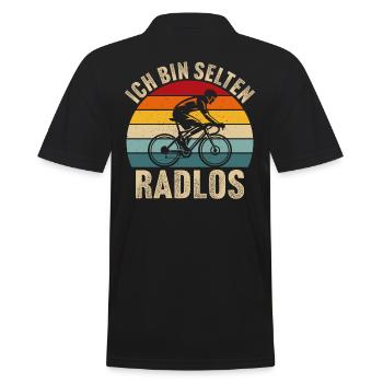 Ich bin selten radlos t-shirt fahrradfahrer - Männer Poloshirt - Schwarz - Hinten - Kai (181cm)