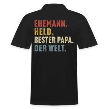 ehemann held bester papa der welt - Männer Poloshirt - Schwarz - Hinten - Kai (181cm)
