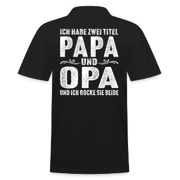 ich habe zwei titel papa und opa - Männer Poloshirt - Schwarz - Hinten - Kai (181cm)