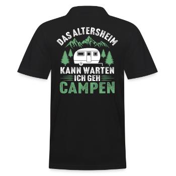 das altersheim kann warten ich geh campen - Männer Poloshirt - Schwarz - Hinten - Kai (181cm)