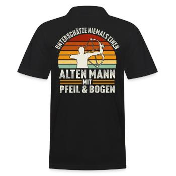 Alten mann mit pfeil und bogen - Männer Poloshirt - Schwarz - Hinten - Kai (181cm)