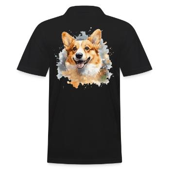 Corgi - Männer Poloshirt - Schwarz - Hinten - Kai (181cm)