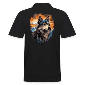 Alaskan Malamute Hund - Männer Poloshirt - Schwarz - Hinten - Kai (181cm)