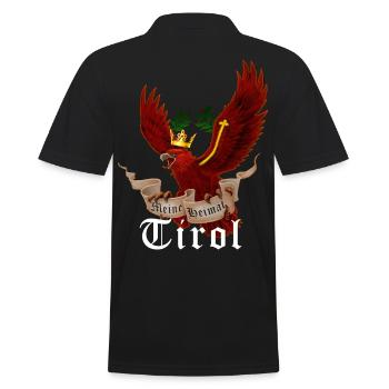 Tiroler Adler mit Banner Meine Heimat Tirol - Männer Poloshirt - Schwarz - Hinten - Kai (181cm)