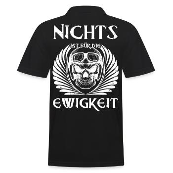 Nichts ist für die Ewigkeit - Männer Poloshirt - Schwarz - Hinten - Kai (181cm)