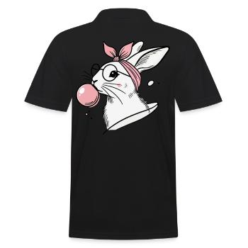 Lapin de Pâques avec bulle de chewing-gum en rétro vintage - Polo Homme - noir - Dos - Kai (181cm)