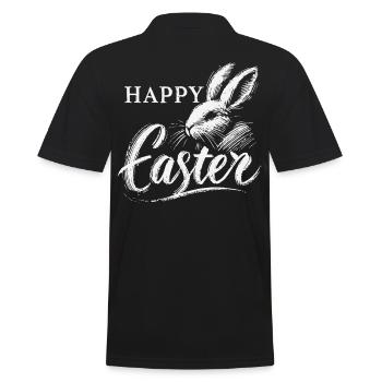 Easter Vintage Bunny Happy Easter - Men's Polo Shirt - black - Back - Kai (181cm)