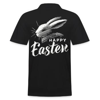 Vintage Easter Bunny Happy Easter Design - Men's Polo Shirt - black - Back - Kai (181cm)